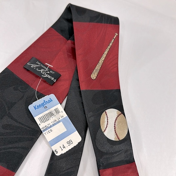 A. Rogers Designs - Red & Black Baseball Themed Mens Necktie ⭐️ NWT - Picture 7 of 7